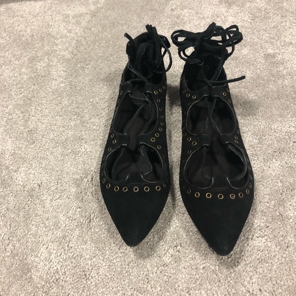 Lace-up Pointed Ballet Flats - Picture 2 of 8